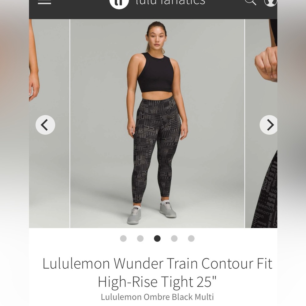 Lululemon size 0 Wunder train 25” black ombré
